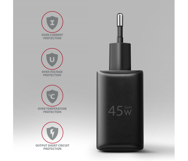 AXAGON ACU-PQ45 Ładowarka sieciowa 2-port QC3.0,4.0/AFC/FCP/PPS/Apple + PD type-C, 45W, Czarna - 1485043 - zdjęcie 8